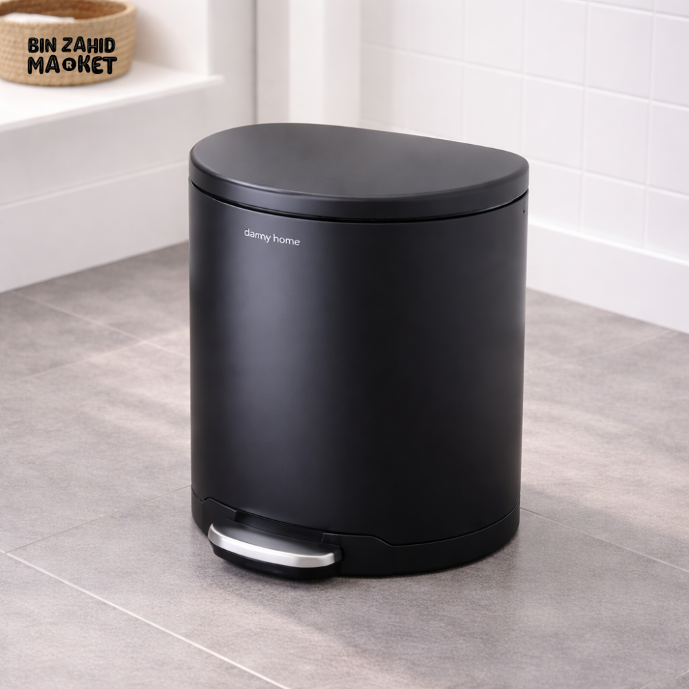 DANNY HOME 6L BLACK PEDAL TRASH CAN SMALL SOFT CLOSE LID FOOT OPERATED COMPACT WASTE BIN FOR BATHROOM BEDROOM OFFICE