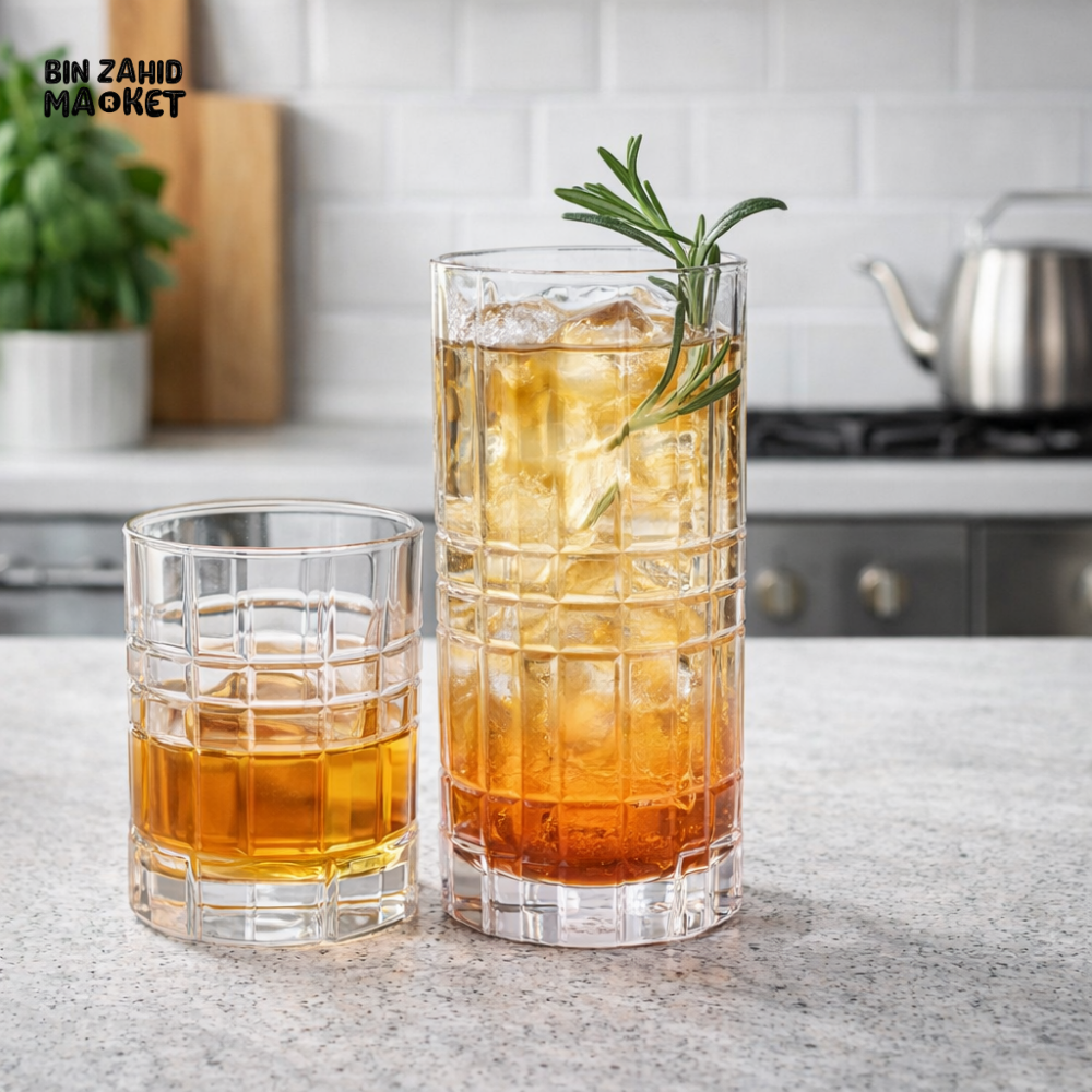 DANNY HOME 6PCS 400ML GLASS TUMBLER DRINKING GLASS SET – PREMIUM CLEAR DRINKWARE FOR WATER JUICE COCKTAILS 1988-177