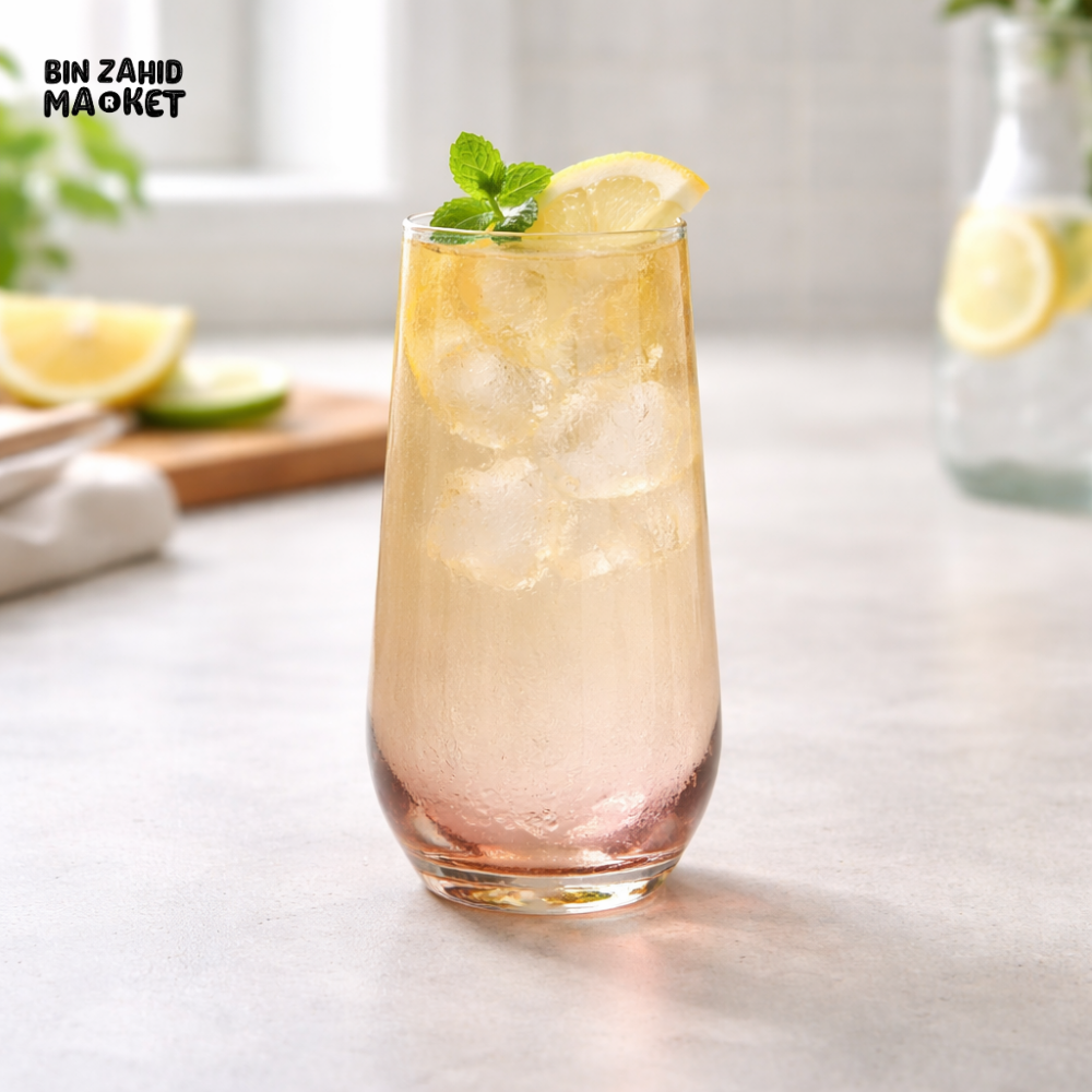DANNY HOME 6PCS 550ML PREMIUM DRINKING GLASS SET ELEGANT MODERN DRINKWARE FOR WATER JUICE COFFEE COCKTAILS CB04-09