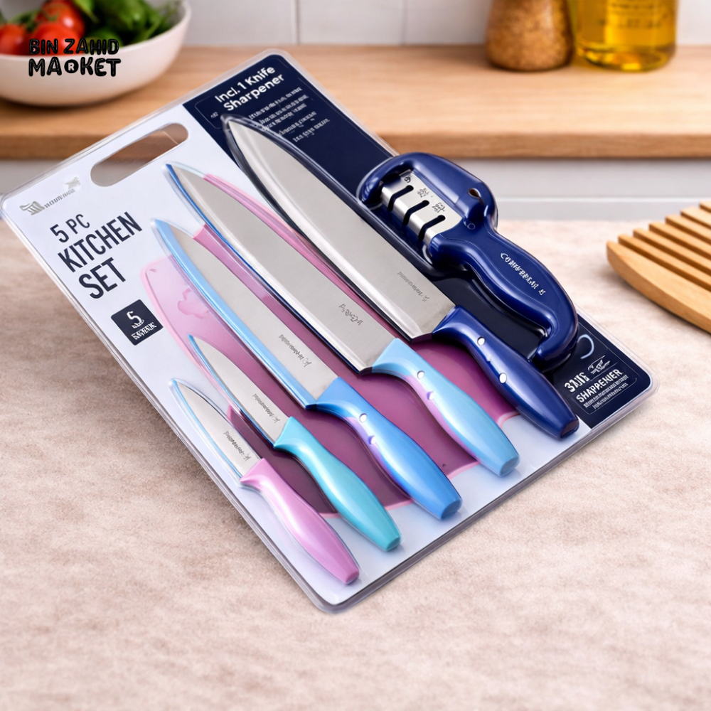DANNY HOME 6PCS STAINLESS STEEL KITCHEN KNIFE SET – MULTI-FUNCTION SHARP CUTTING KNIVES WITH ERGONOMIC HANDLE BLUE