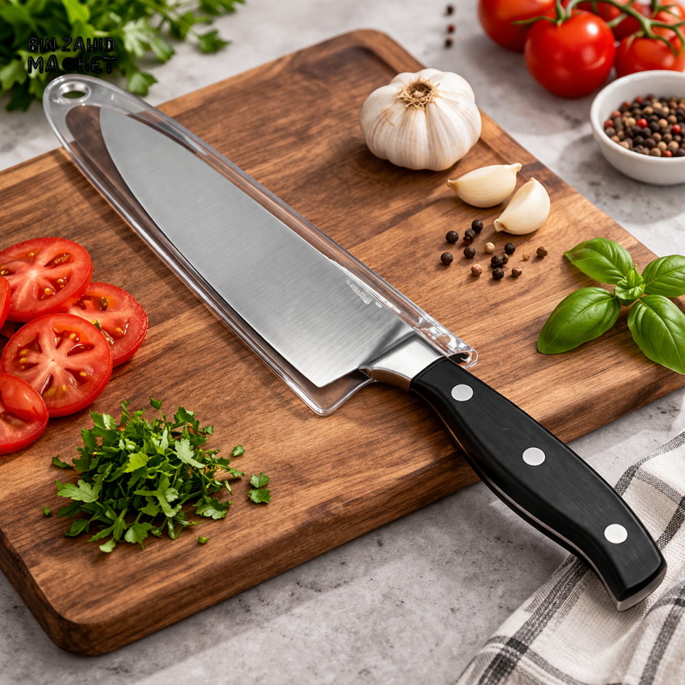 DANNY HOME 8 INCH CHEF KNIFE STAINLESS STEEL MULTIPURPOSE KITCHEN CUTTING KNIFE ERGONOMIC HANDLE WITH BLADE COVER