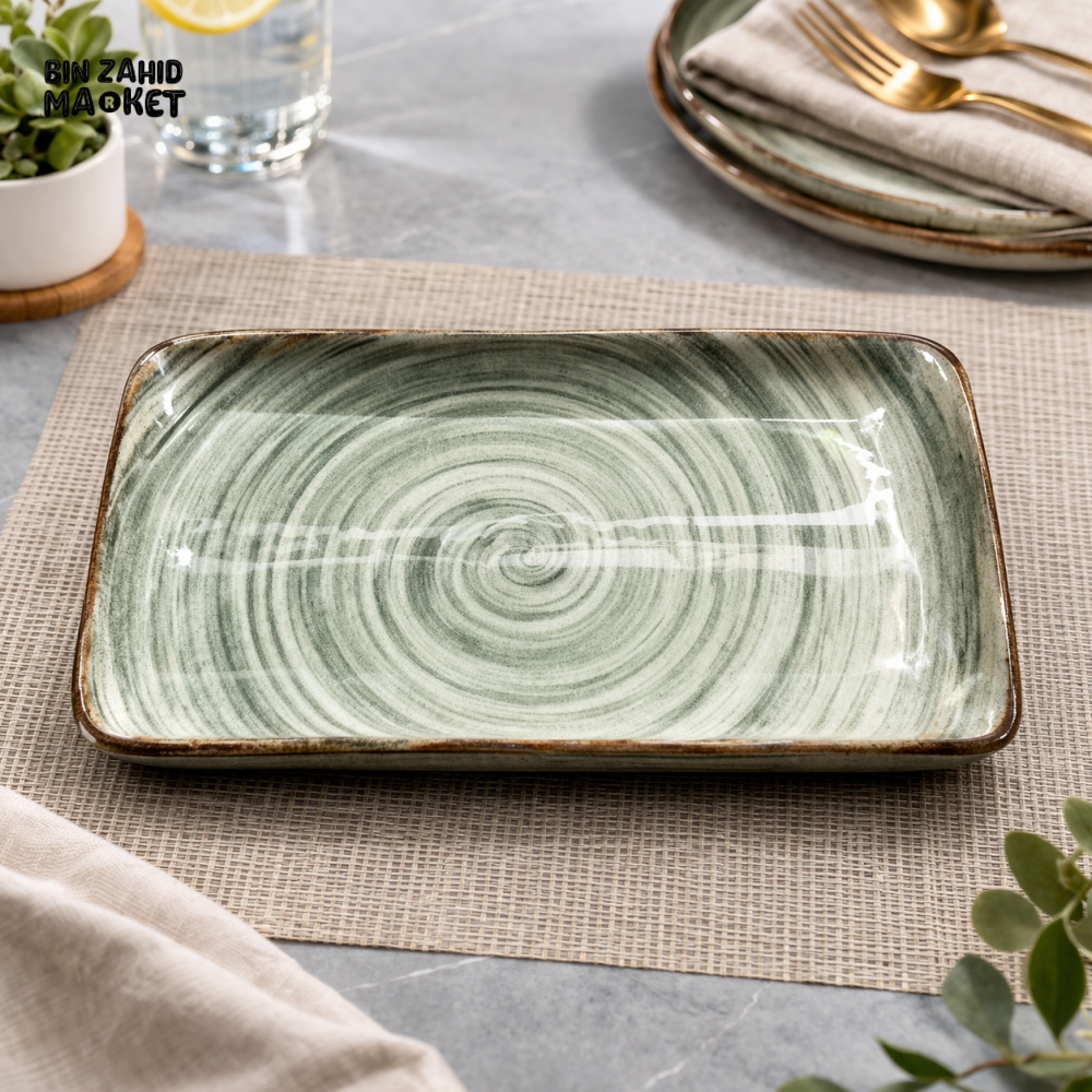 DANNY HOME 8 INCH RECTANGULAR CERAMIC SERVING PLATE SUSHI APPETIZER DISH 80CFP