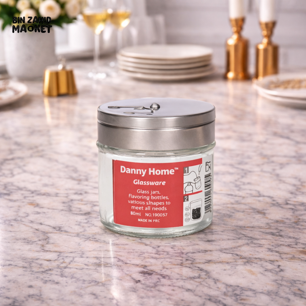 DANNY HOME 80ML GLASS SPICE JAR WITH STAINLESS STEEL LID -1900-57