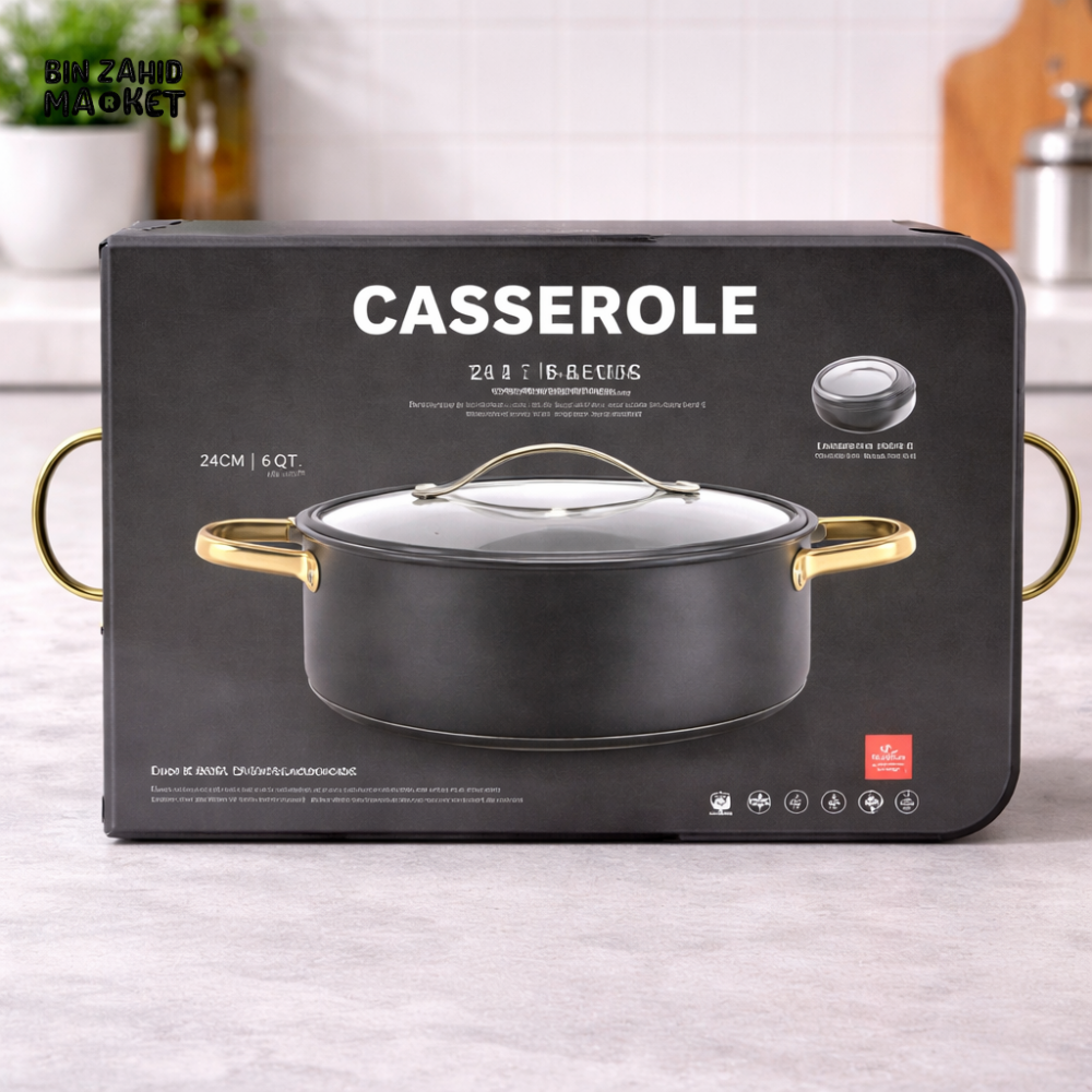 DANNY HOME ALUMINUM NON-STICK CASSEROLE POT WITH GLASS LID 22CM COOKING STEW SOUP DUTCH OVEN COOKWARE C002-22