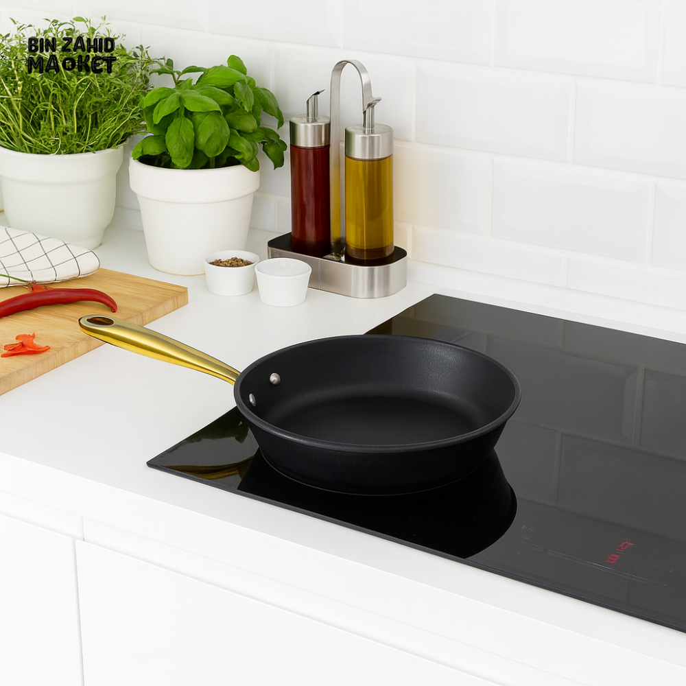 DANNY HOME ALUMINUM NON STICK FRYING PAN WITH GOLD HANDLE – PREMIUM KITCHEN COOKWARE 22CM FP002