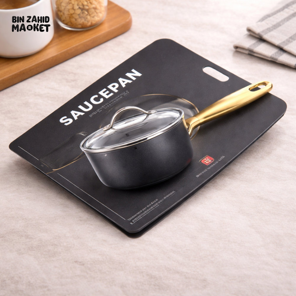 DANNY HOME ALUMINUM NON STICK SAUCE PAN 16CM HEAVY DUTY COOKING POT WITH LID HEAT RESISTANT HANDLE MO-002-16