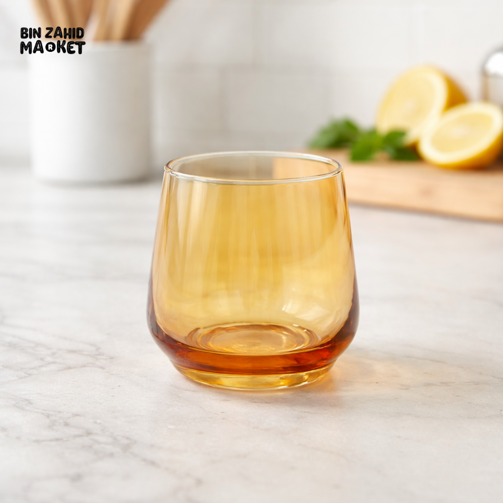 DANNY HOME AMBER GLASS TUMBLER SET 360ML 6PCS DRINKING GLASSES PREMIUM WATER JUICE GLASSWARE CB04-12