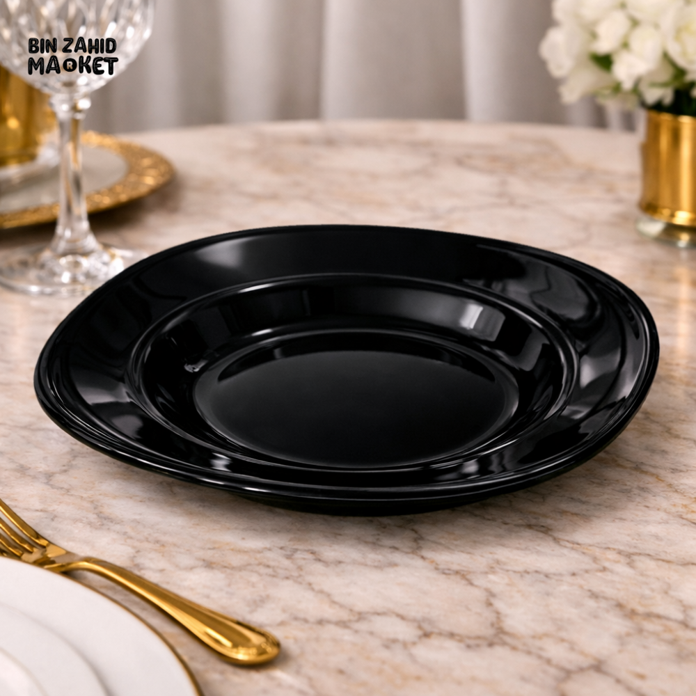 DANNY HOME BLACK OPAL GLASS SOUP PLATE 9 CM– ELEGANT MODERN SERVING DISH FOR LUXURY DINING TABLE PRESENTATION - BLFTP90