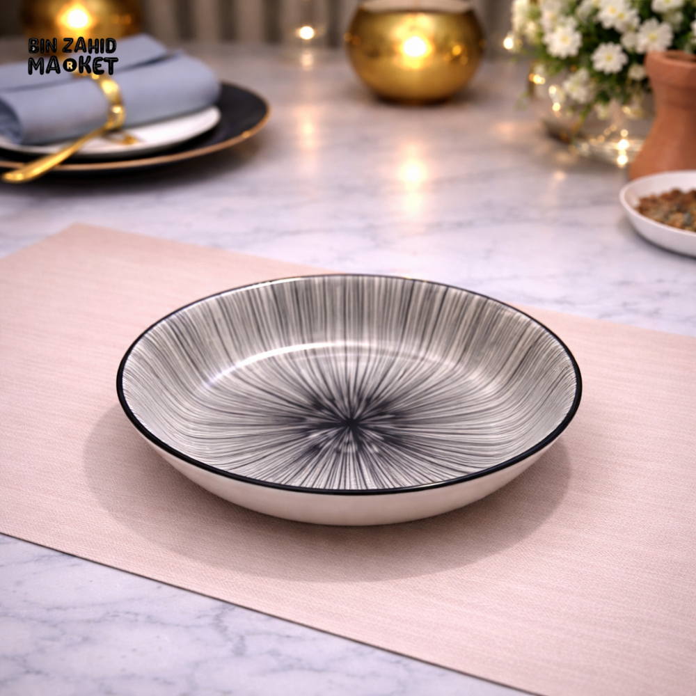 DANNY HOME BLACK RADIANT CERAMIC DEEP PLATE 20.3CM - Plates