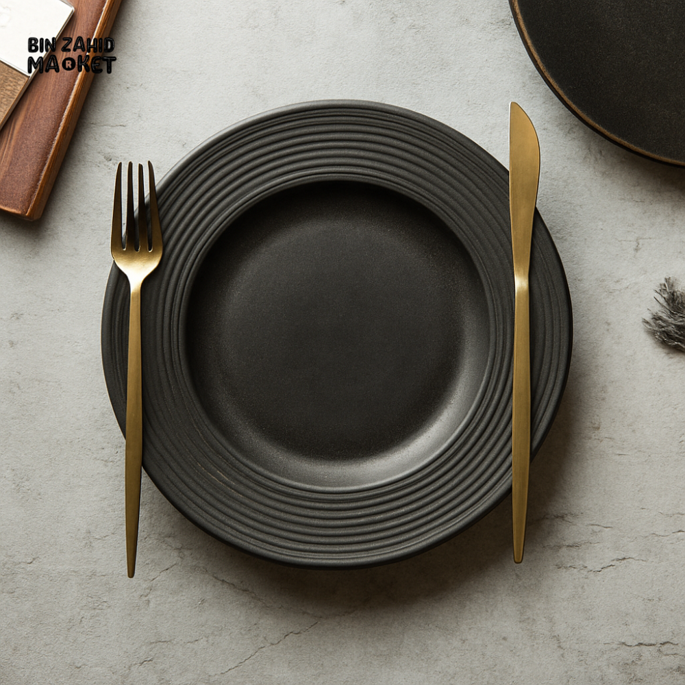 DANNY HOME BLACK ROUND DESERT PLATE - D40-3