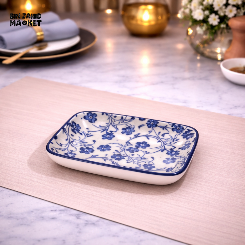 DANNY HOME BLUE CHINTZ MINI RECTANGULAR PLATE - 3.75 INCHES - Plates