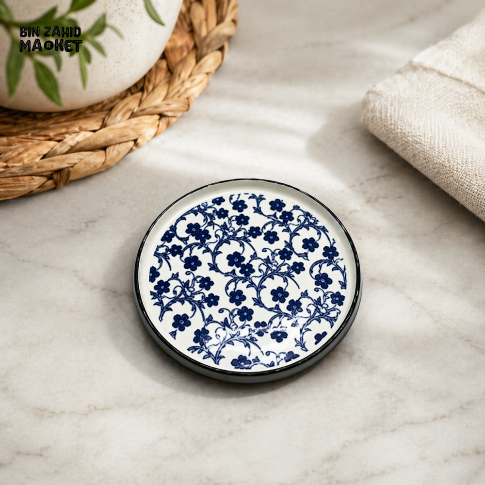 DANNY HOME BLUE & WHITE FLORAL CERAMIC ROUND DINNER PLATE 12 INCH SERVING PLATE 60YDGP 2011 ROUND PLATE 120C