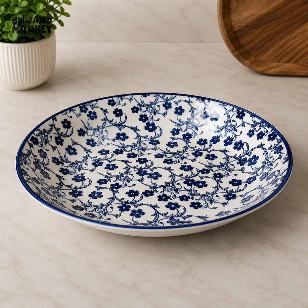 DANNY HOME BLUE FLORAL DESIGN CERAMIC DEEP PLATE