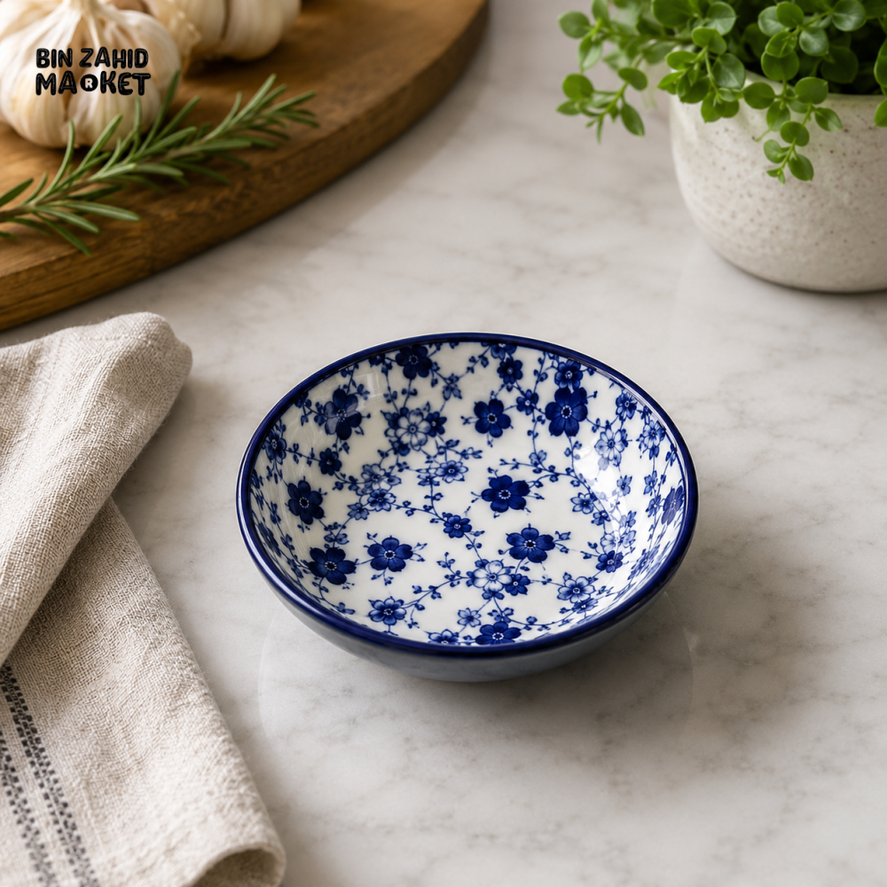 BLUE FLORAL PORCELAIN DESSERT & SIDE PLATE 8.75 CM – 387WD