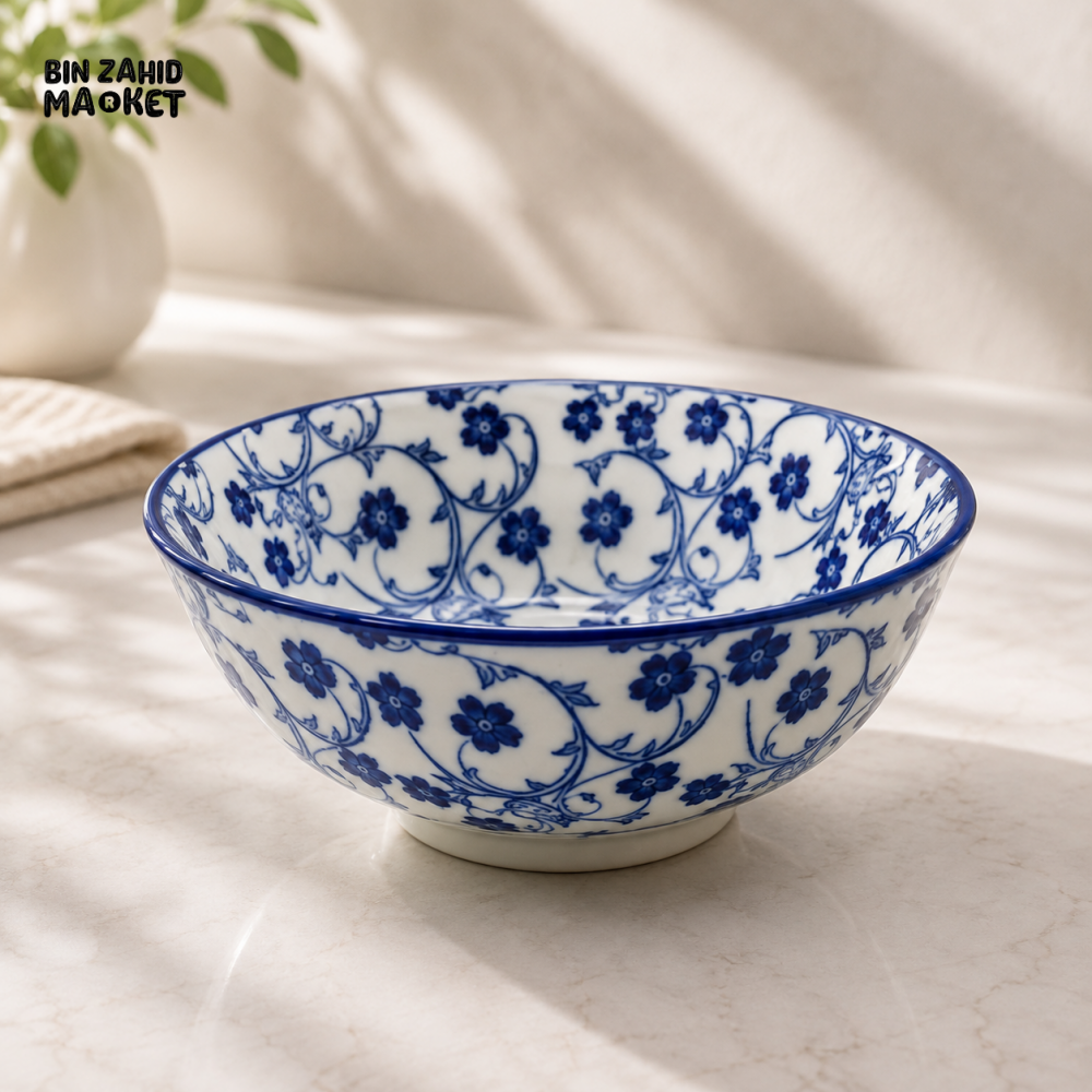 DANNY HOME BLUE FLORAL PORCELAIN SERVING BOWL