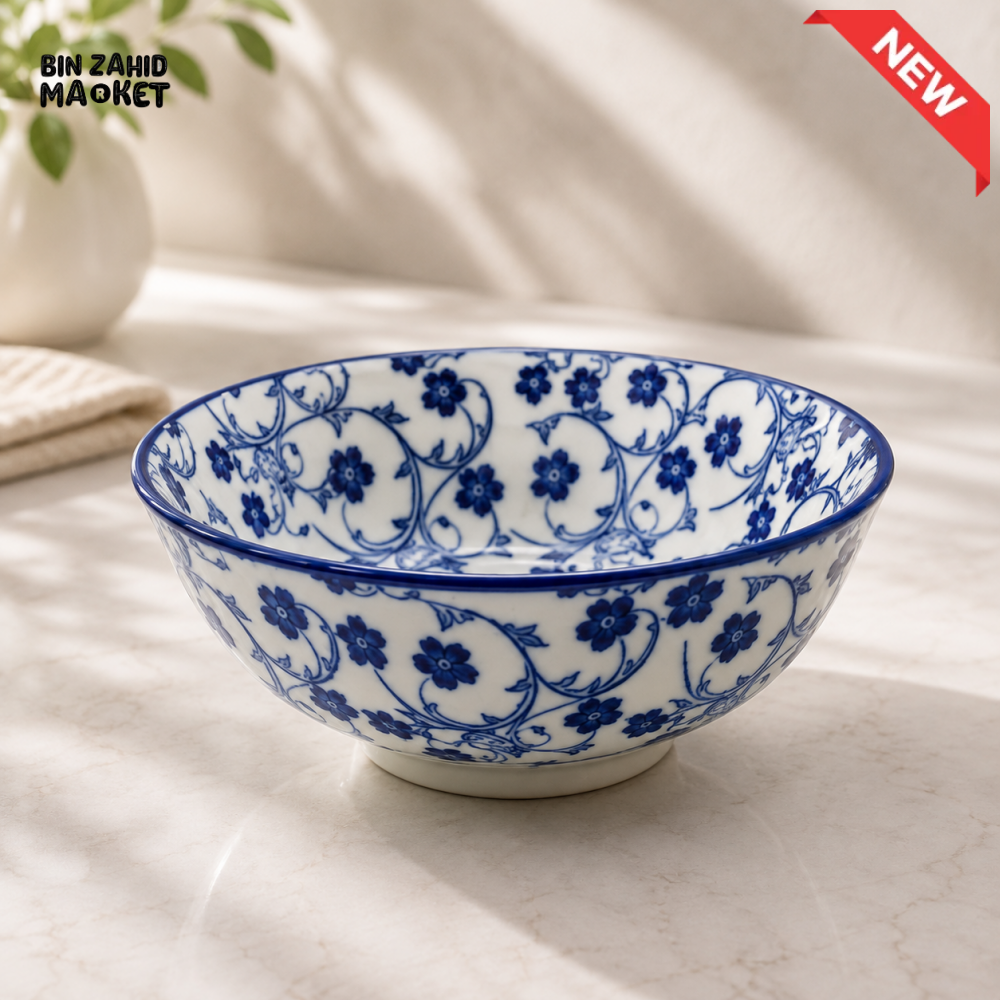 DANNY HOME BLUE FLORAL PORCELAIN SERVING BOWL