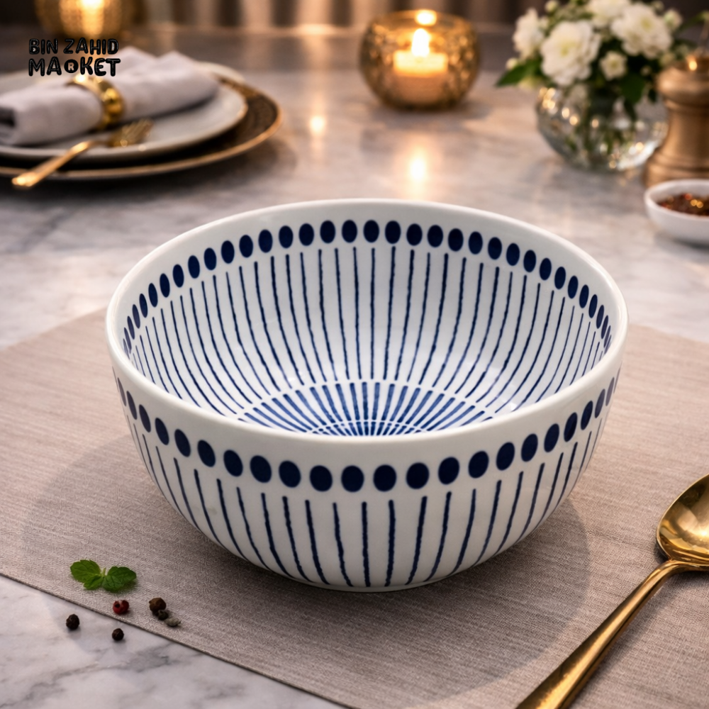 DANNY HOME BLUE PATTERN CERAMIC SERVING BOWL 20CM -80ZKW