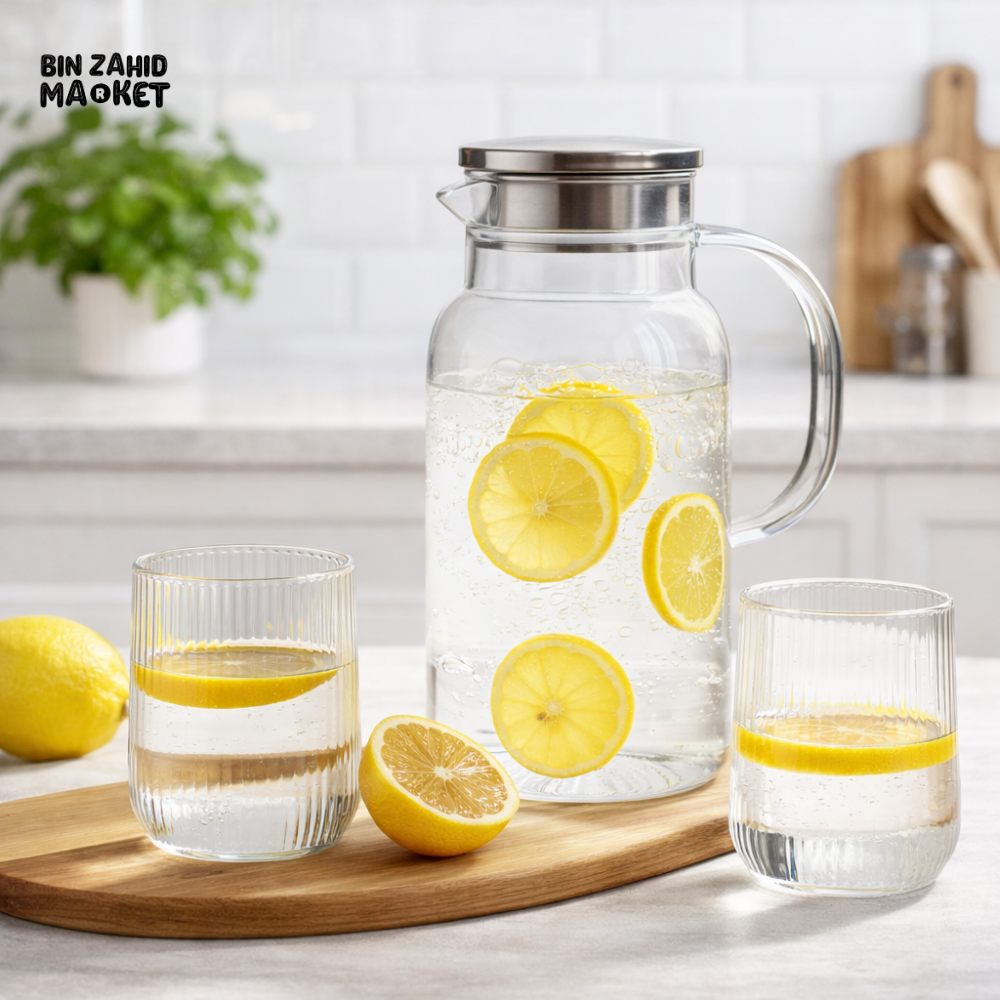 DANNY HOME BOROSILICATE GLASS TEA POT SET WITH CUPS 5PCS PREMIUM HEAT RESISTANT TEA SERVING SET XF5T-01