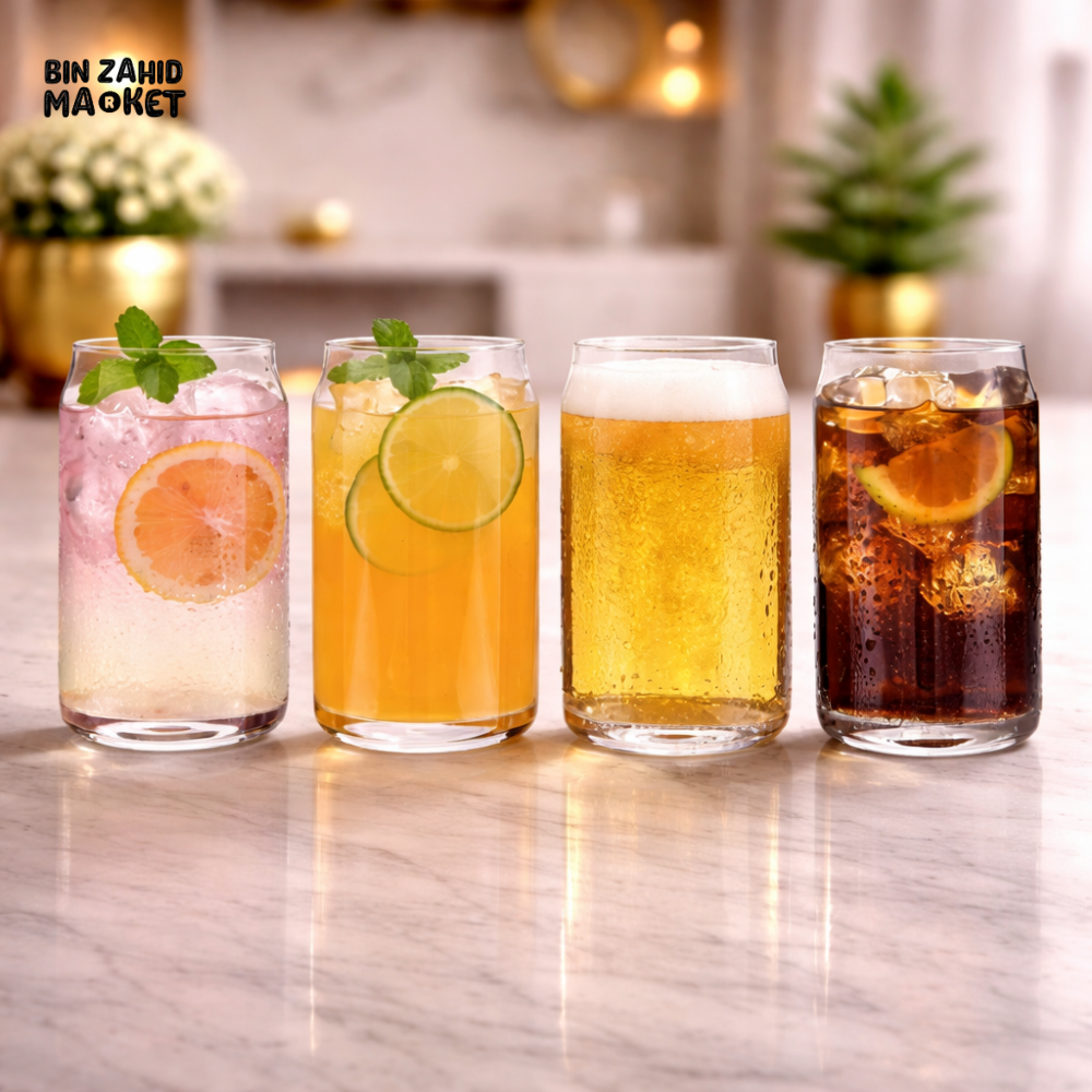 DANNY HOME CAN SHAPE GLASS SET 500ML 4 PIECES -CB01-34