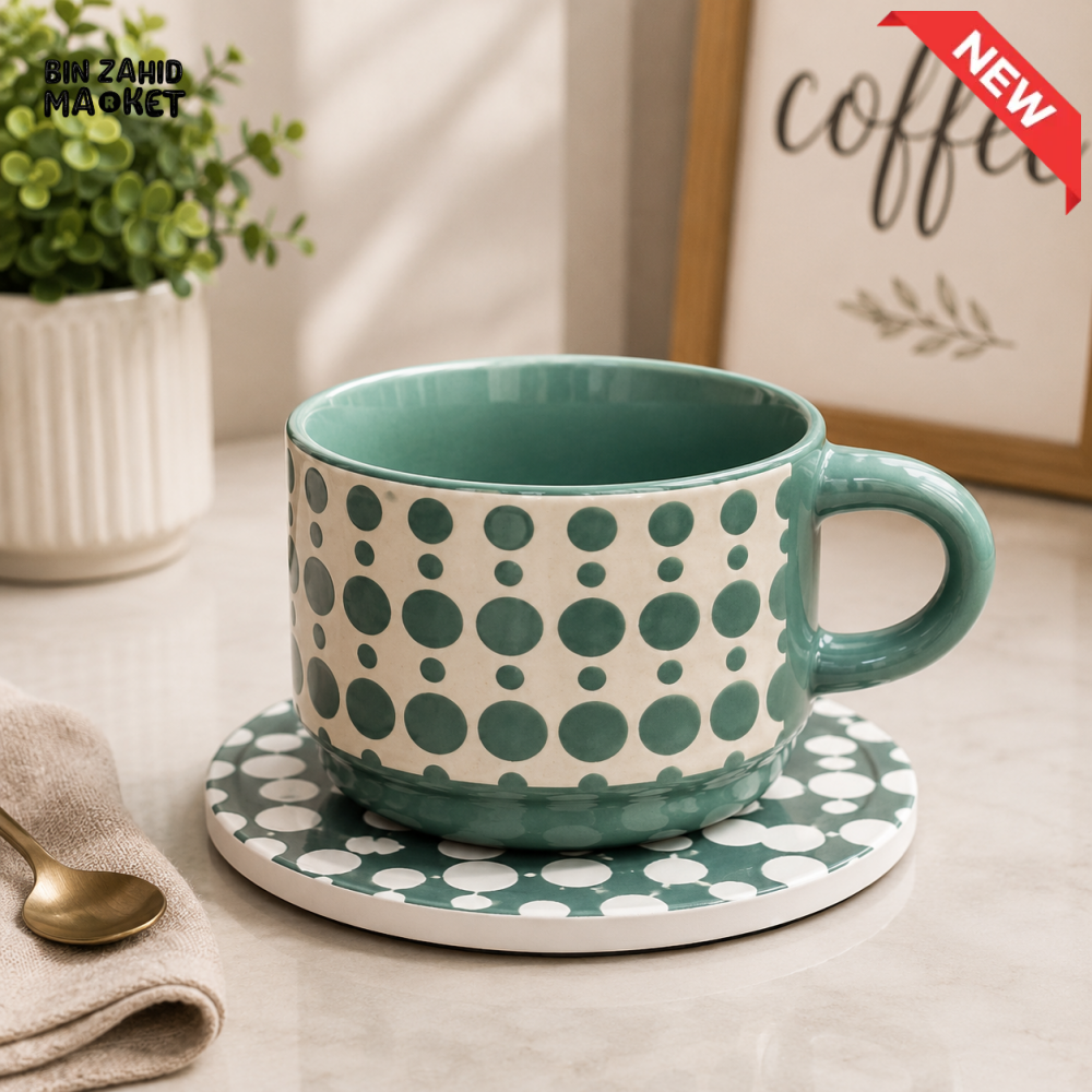 DANNY HOME CERAMIC COFFEE MUG – 6 PCS CUP & SAUCERS SET