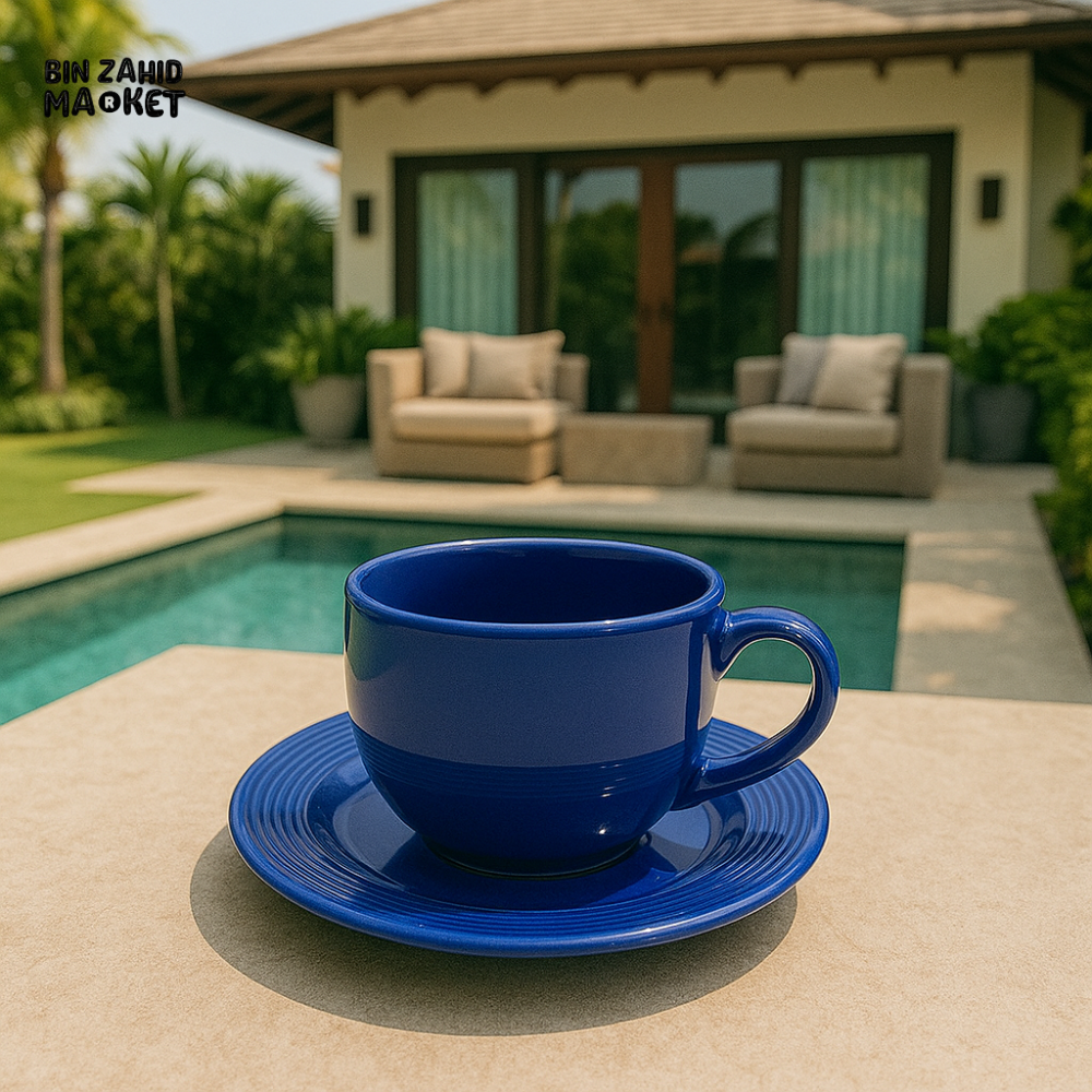 DANNY HOME CERAMIC CUP AND SAUCER 6 PIECES 220ML BLUE SYP65 08