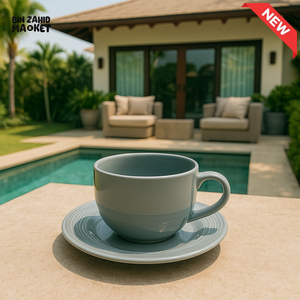 DANNY HOME CERAMIC CUP AND SAUCER 6 PIECES 220ML GREY SYP64 08