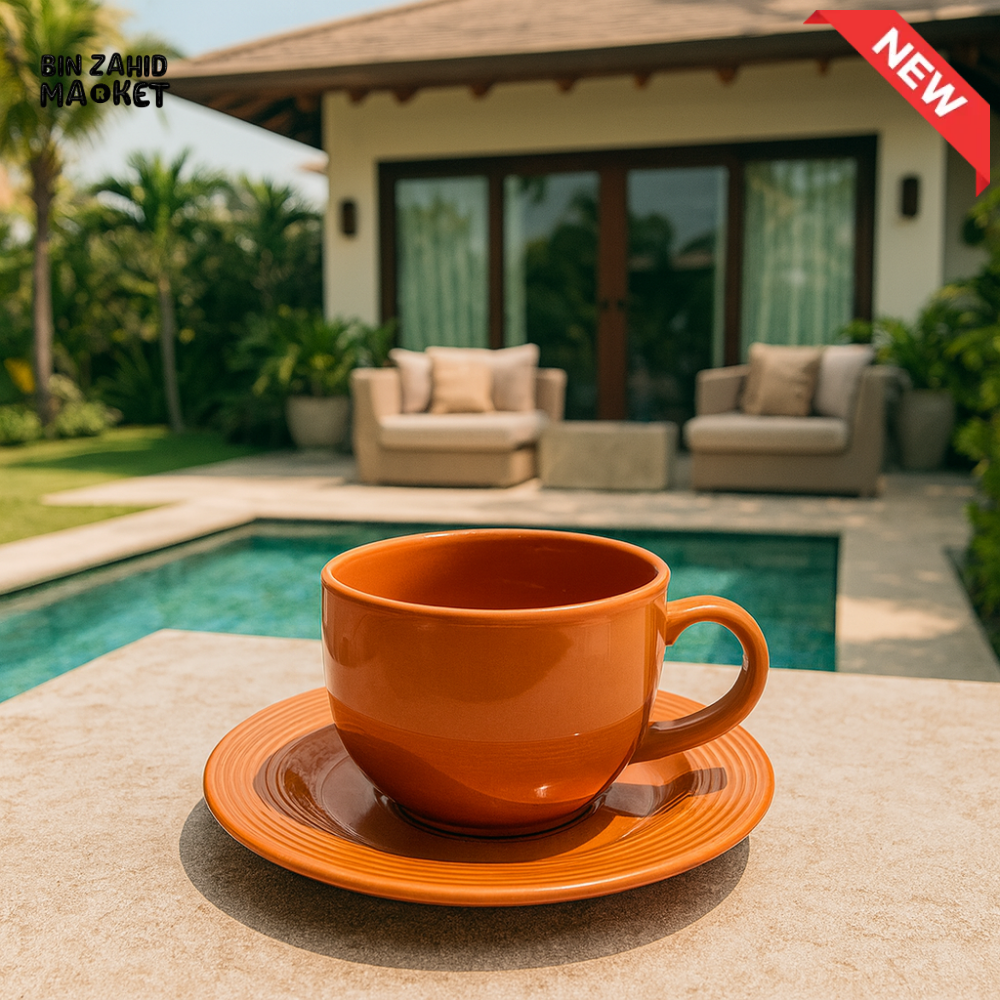 DANNY HOME CERAMIC CUP AND SAUCER 6 PIECES 220ML ORANGE SYP62 08