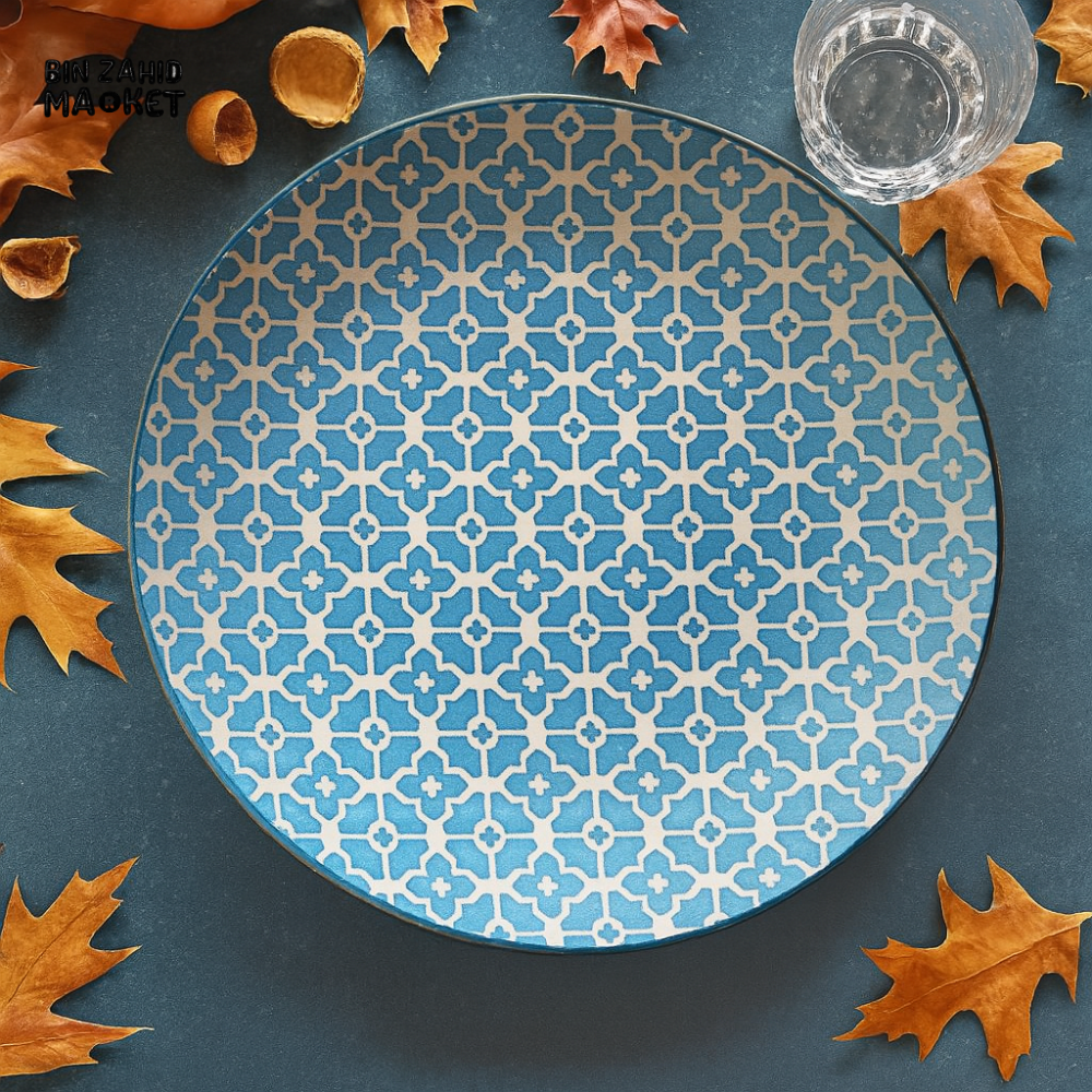 DANNY HOME CERAMIC DINNER PLATE – BLUE MOROCCAN PATTERN FOR STYLISH TABLE SETTING
