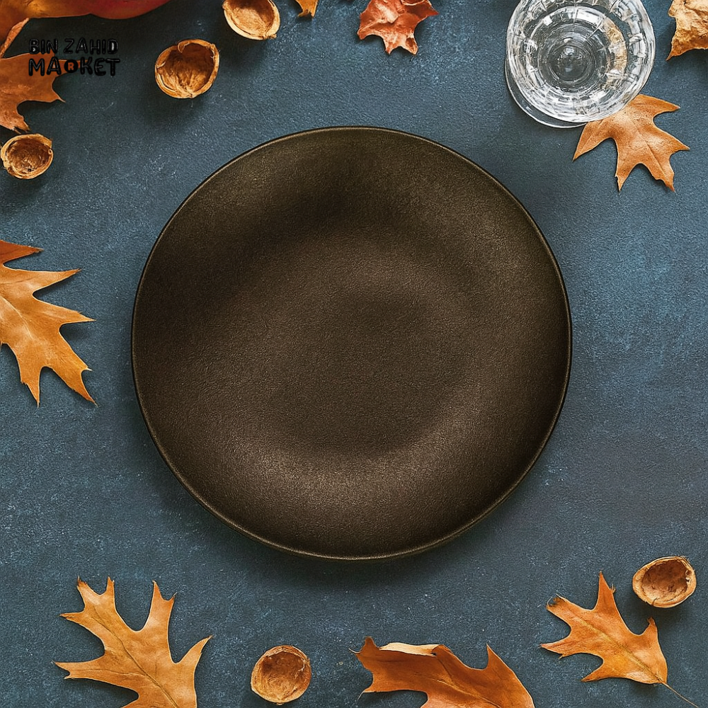 DANNY HOME CERAMIC DINNER PLATE – MATTE DARK BROWN FINISH FOR ELEGANT TABLE PRESENTATION