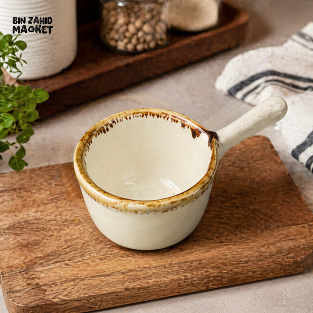 DANNY HOME CERAMIC MINI MEASURING CUP POURING SAUCE DISH WITH HANDLE RUSTIC KITCHEN MILK POT 4 INCH CZT20-56