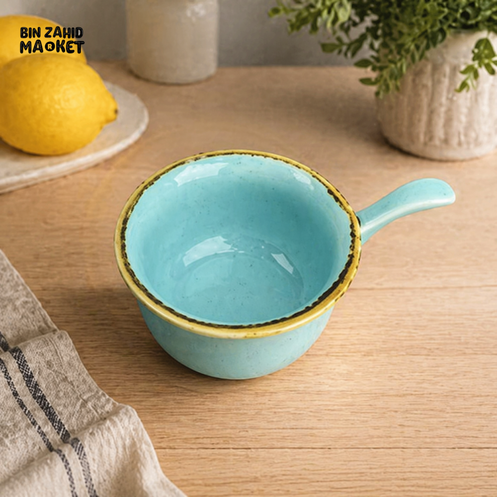 DANNY HOME CERAMIC MINI SERVING & BAKING DISH WITH HANDLE TURQUOISE GLAZED 13×9×3.5CM CZT13-62