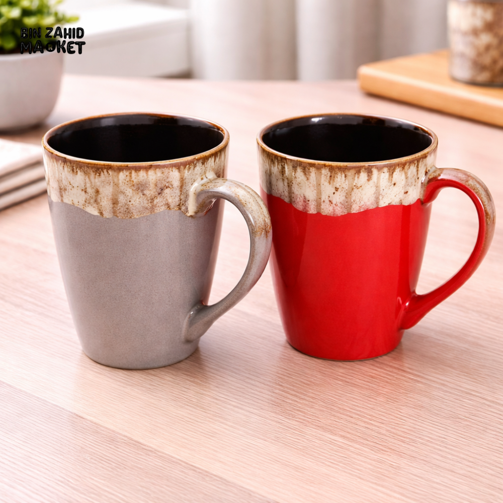 DANNY HOME CERAMIC MUG 320ML – MODERN DUAL COLOR COFFEE & TEA CUPS WITH PREMIUM GLAZE FINISH FOR HOME & OFFICE