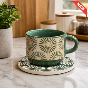 DANNY HOME CERAMIC MUG WITH COASTER - 6 PCS CUP & SAUCERS SET