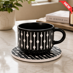 DANNY HOME CERAMIC MUG WITH COASTER - 6 PCS CUP & SAUCERS SET