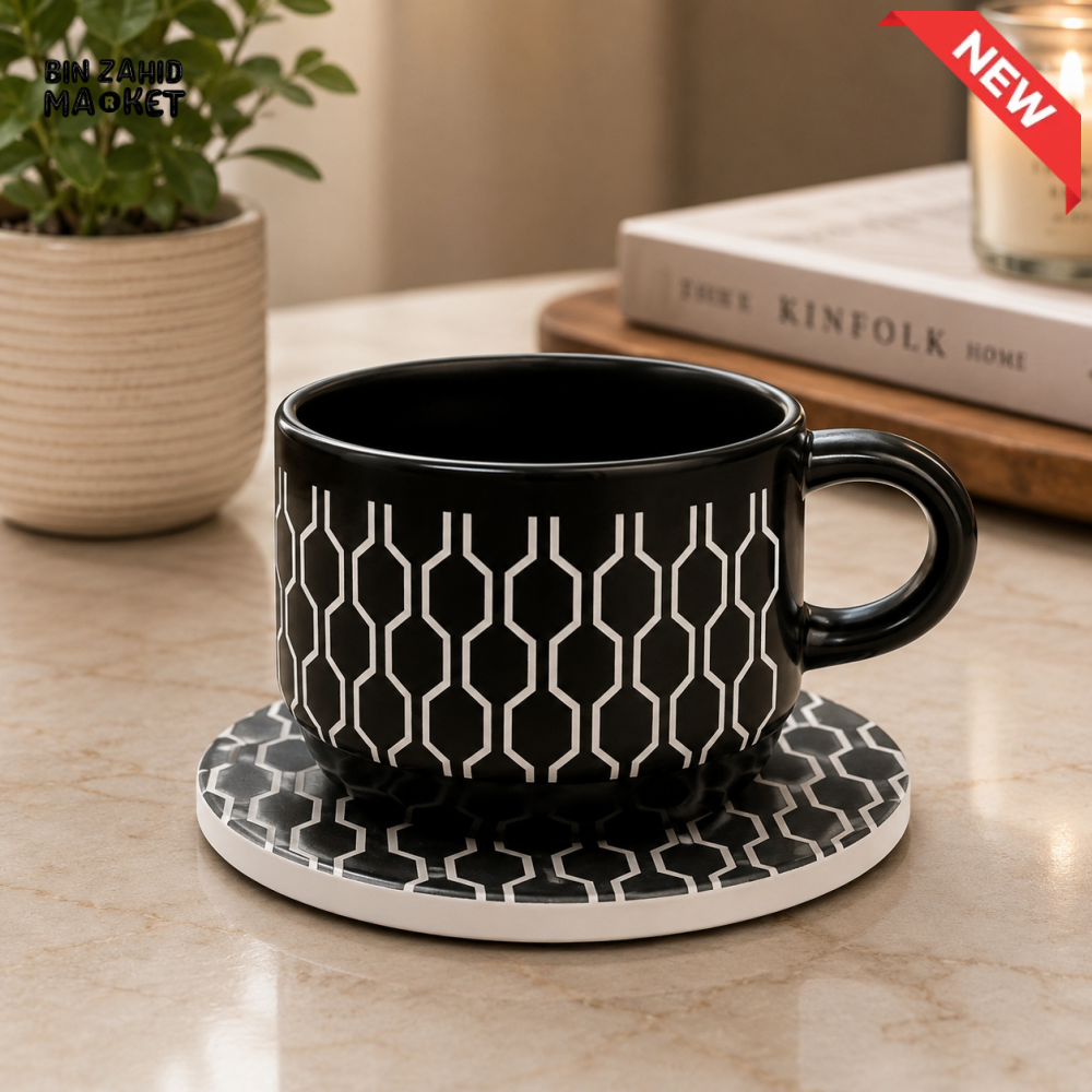DANNY HOME CERAMIC MUG WITH COASTER – 6 PCS CUP & SAUCERS SET