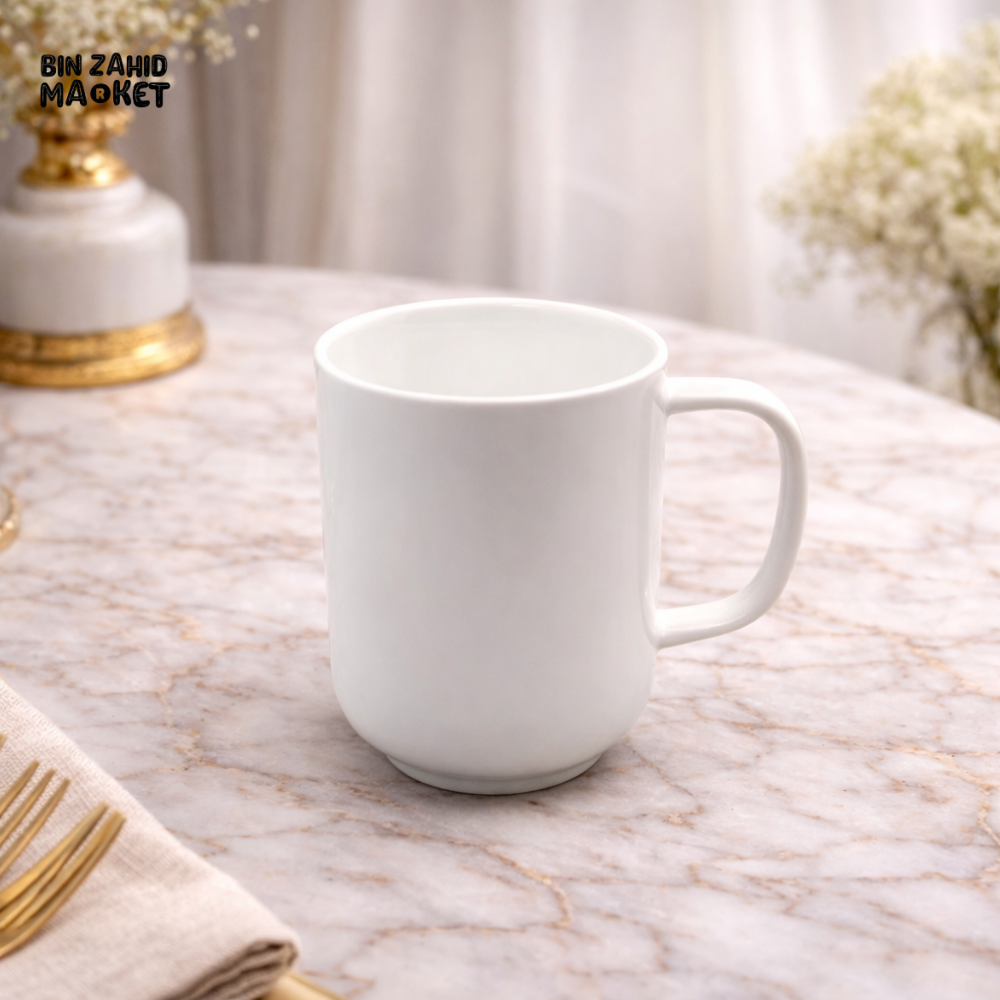 DANNY HOME CLASSIC WHITE CERAMIC MUG – MINIMALIST COFFEE & TEA CUP FOR LUXURY DINING TABLE SETTING 300ML - CPK-073