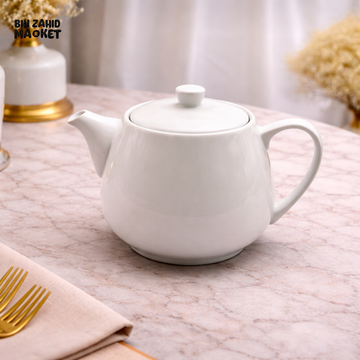 DANNY HOME CLASSIC WHITE PORCELAIN TEAPOT WITH LID 700ML – ELEGANT CERAMIC TEA SERVER FOR LUXURY DINING TABLE SETTING