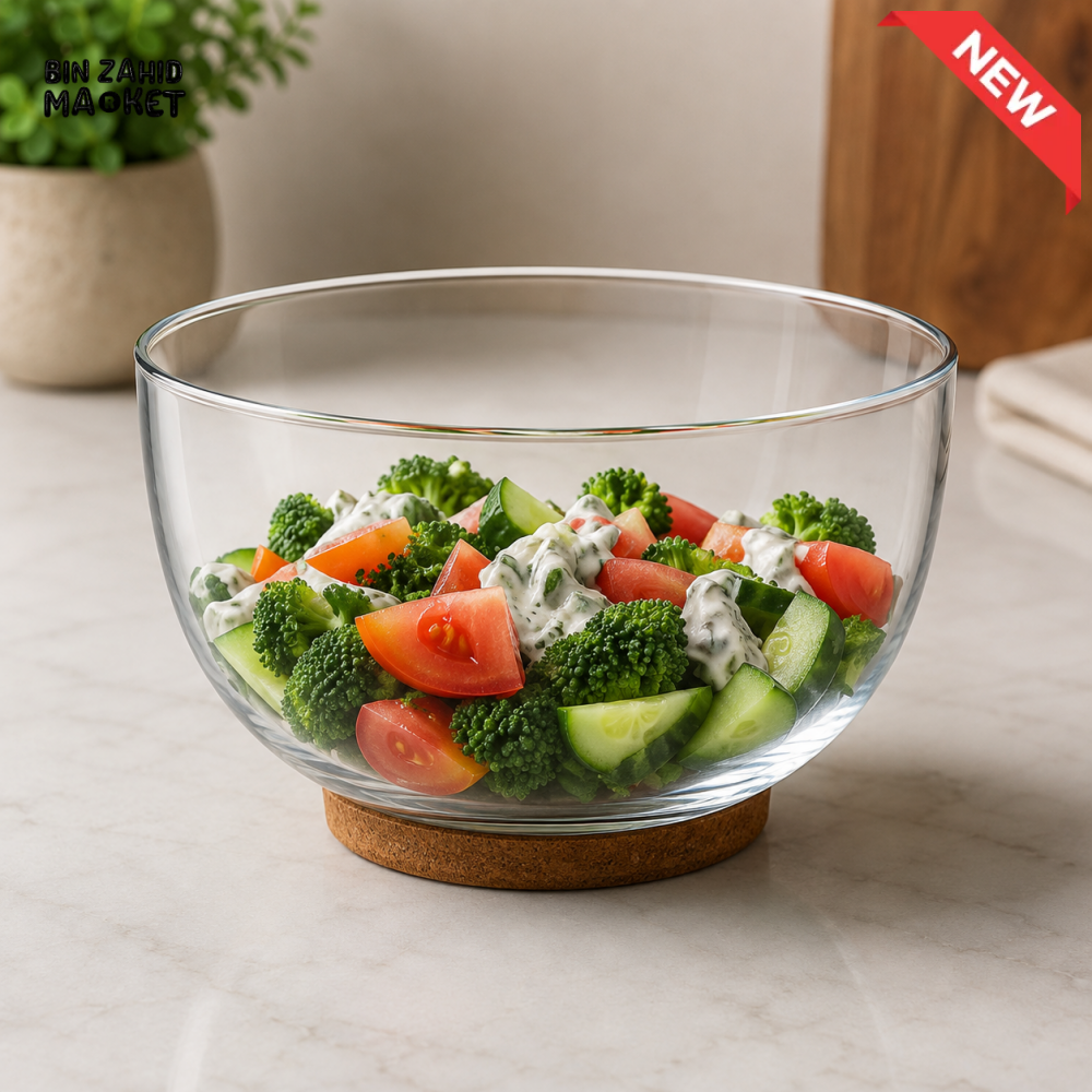 DANNY HOME CLEAR GLASS SALAD AND SERVING BOWL - 2.1 CM