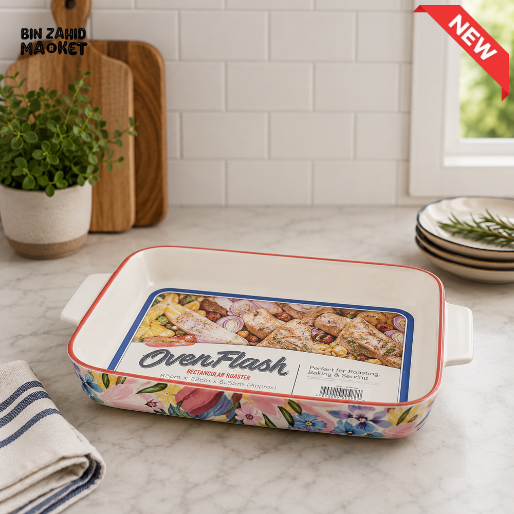 DANNY HOME COLORFUL DECORATIVE STONEWARE RECTANGULAR BAKEWARE DISH WITH HANDLES – ASC004-KP2