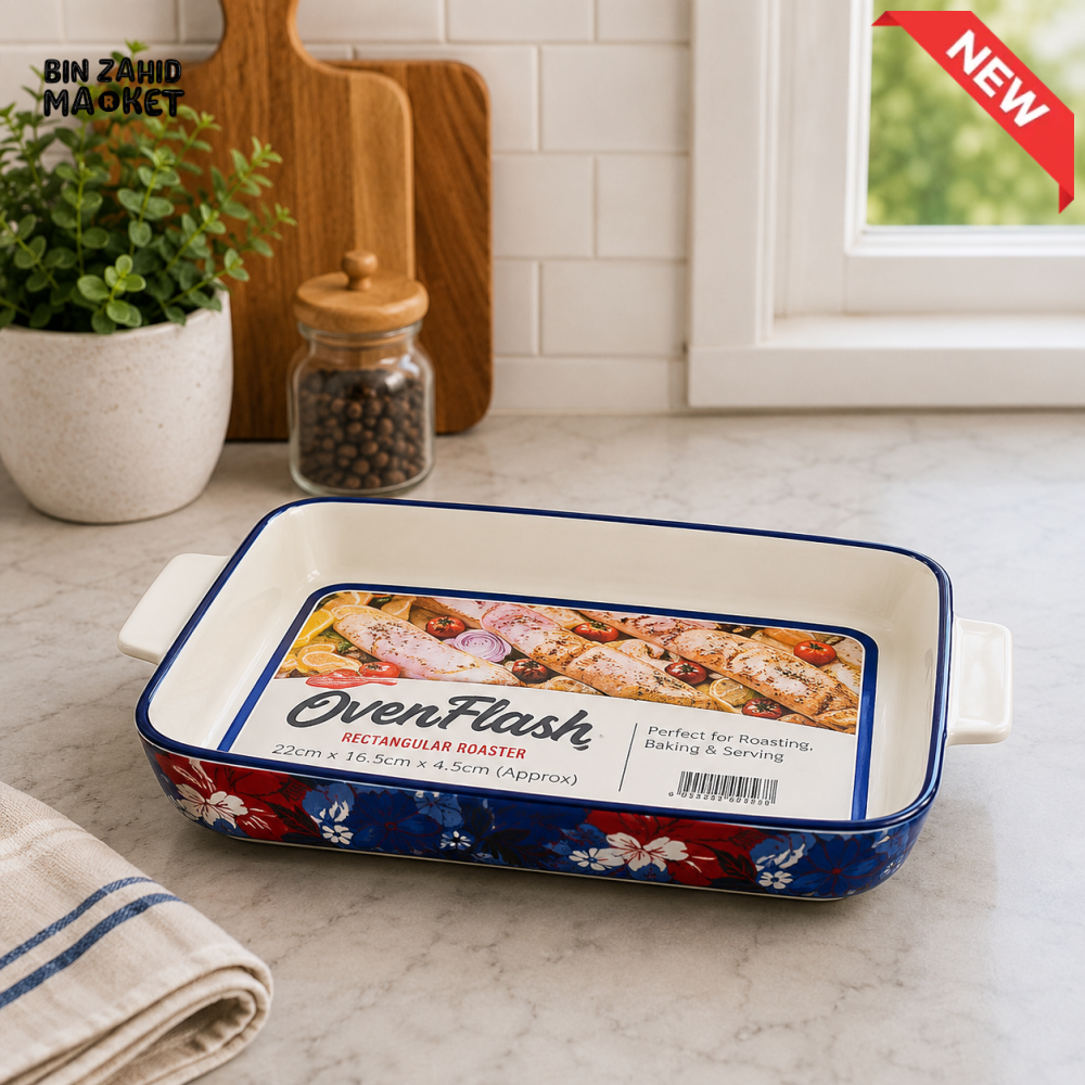 DANNY HOME COLORFUL DECORATIVE STONEWARE RECTANGULAR BAKEWARE DISH WITH HANDLES – ASC006-KP1