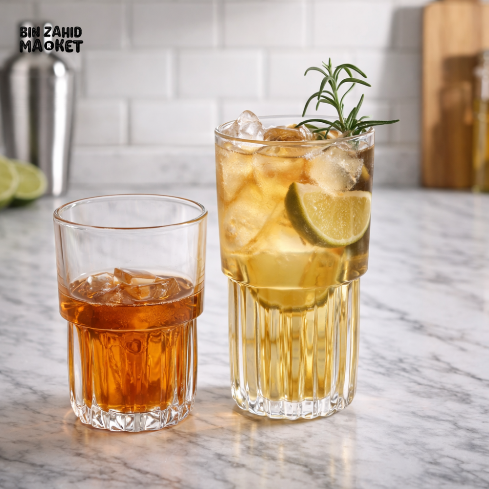 DANNY HOME CRYSTAL CLEAR GLASS TUMBLER SET 285ML 6PCS PREMIUM DRINKING GLASSES FOR WATER JUICE COCKTAIL KITCHEN