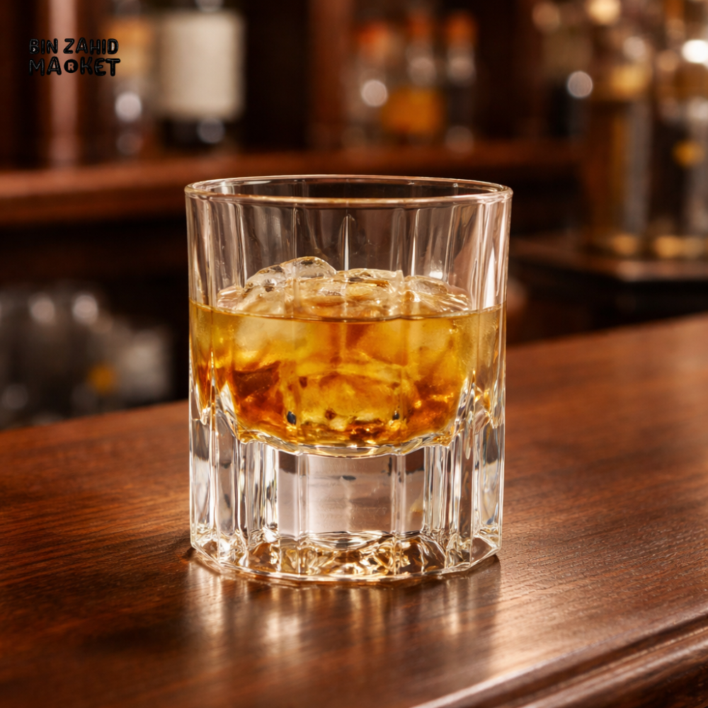 DANNY HOME CRYSTAL CUT WHISKEY TUMBLER GLASS SET 2PCS 200ML PREMIUM DRINKING GLASS FOR JUICE WATER COCKTAILS 1988-149