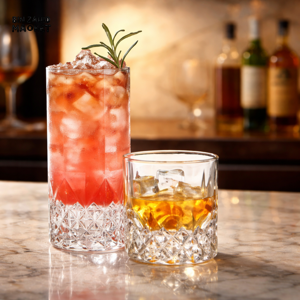 DANNY HOME CRYSTAL DIAMOND CUT GLASS 2PCS SET 310ML DRINKWARE WHISKEY WATER GLASS SET 1988-238