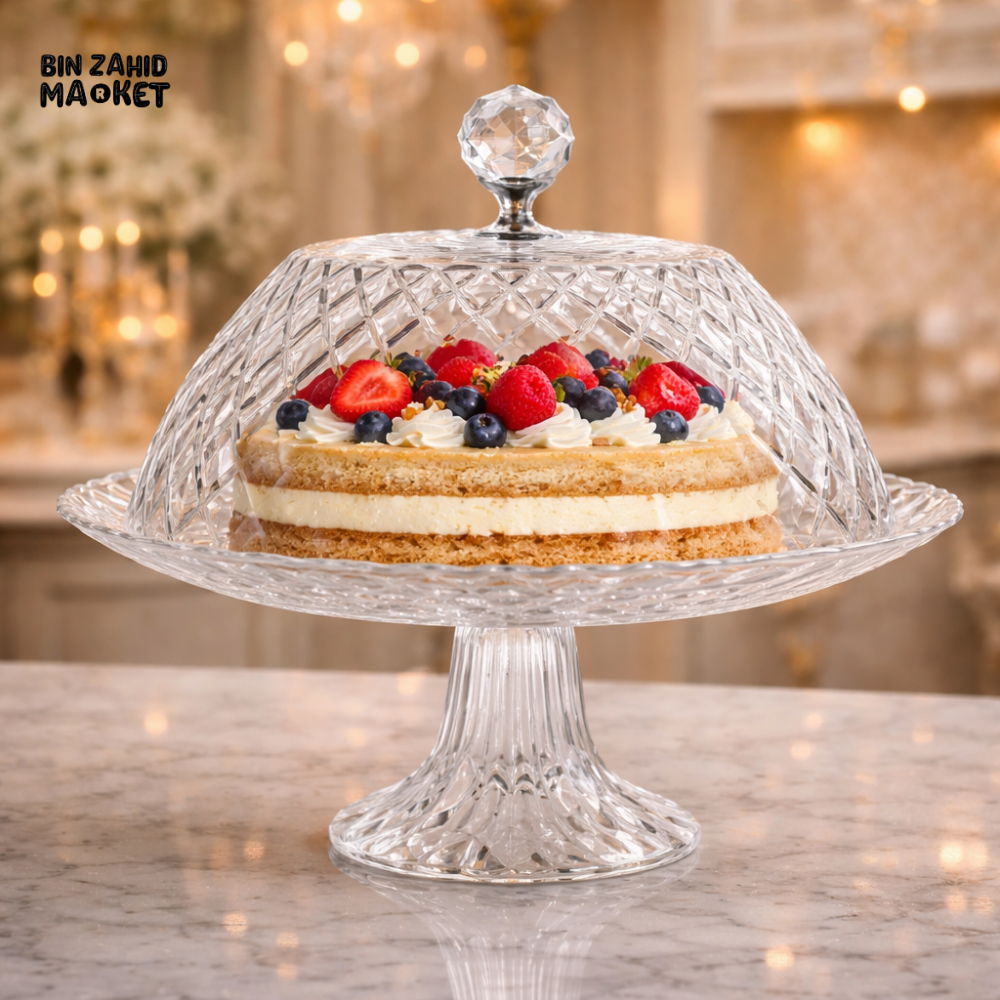 DANNY HOME CRYSTAL GLASS CAKE STAND WITH DOME LID -SD-029