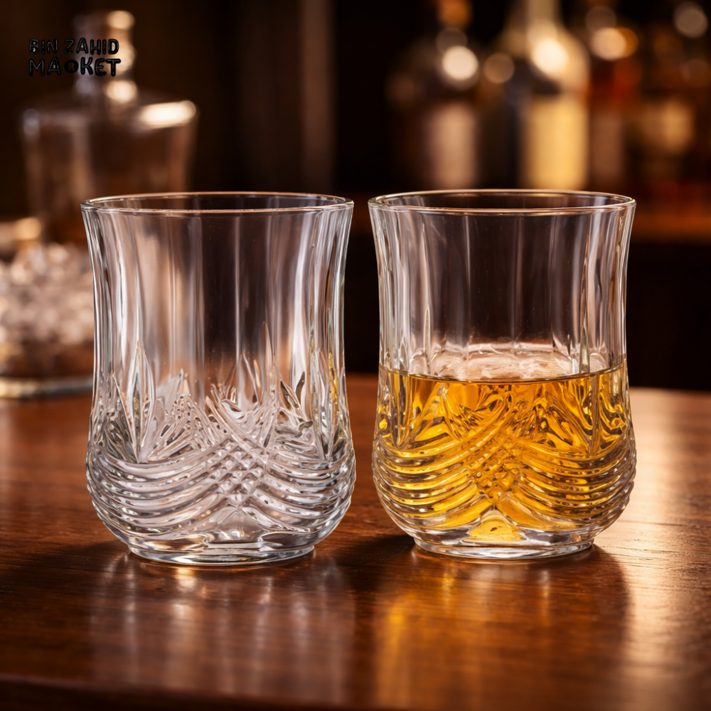 DANNY HOME CRYSTAL WHISKEY GLASS SET 210ML 6PCS PREMIUM CLEAR TUMBLER DRINKING GLASSES FOR WATER JUICE COCKTAILS 1988-62