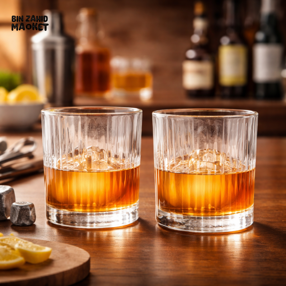 DANNY HOME CRYSTAL WHISKEY GLASS TUMBLER SET 350ML 6PCS PREMIUM BARWARE DRINKING GLASSES 1988-140