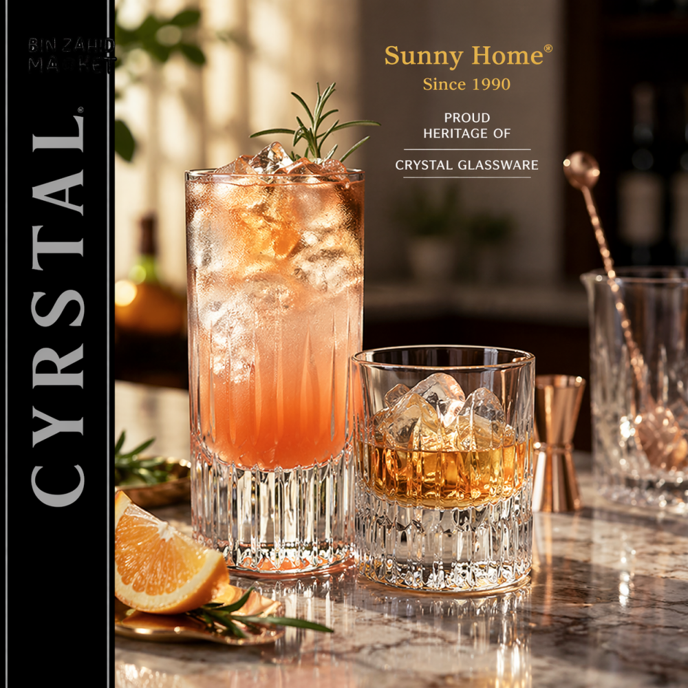 DANNY HOME CRYSTAL WHISKY GLASS SET 2PCS 310ML PREMIUM DRINKING GLASSWARE SET 1988-235