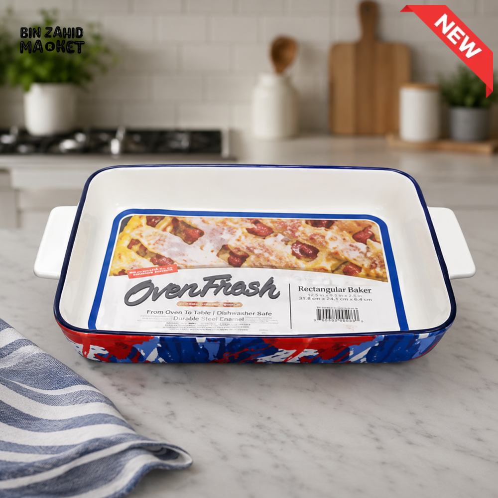 DANNY HOME DECORATIVE CERAMIC RECTANGULAR BAKEWARE DISH WITH HANDLES 12 INCH – ASC006-KP3