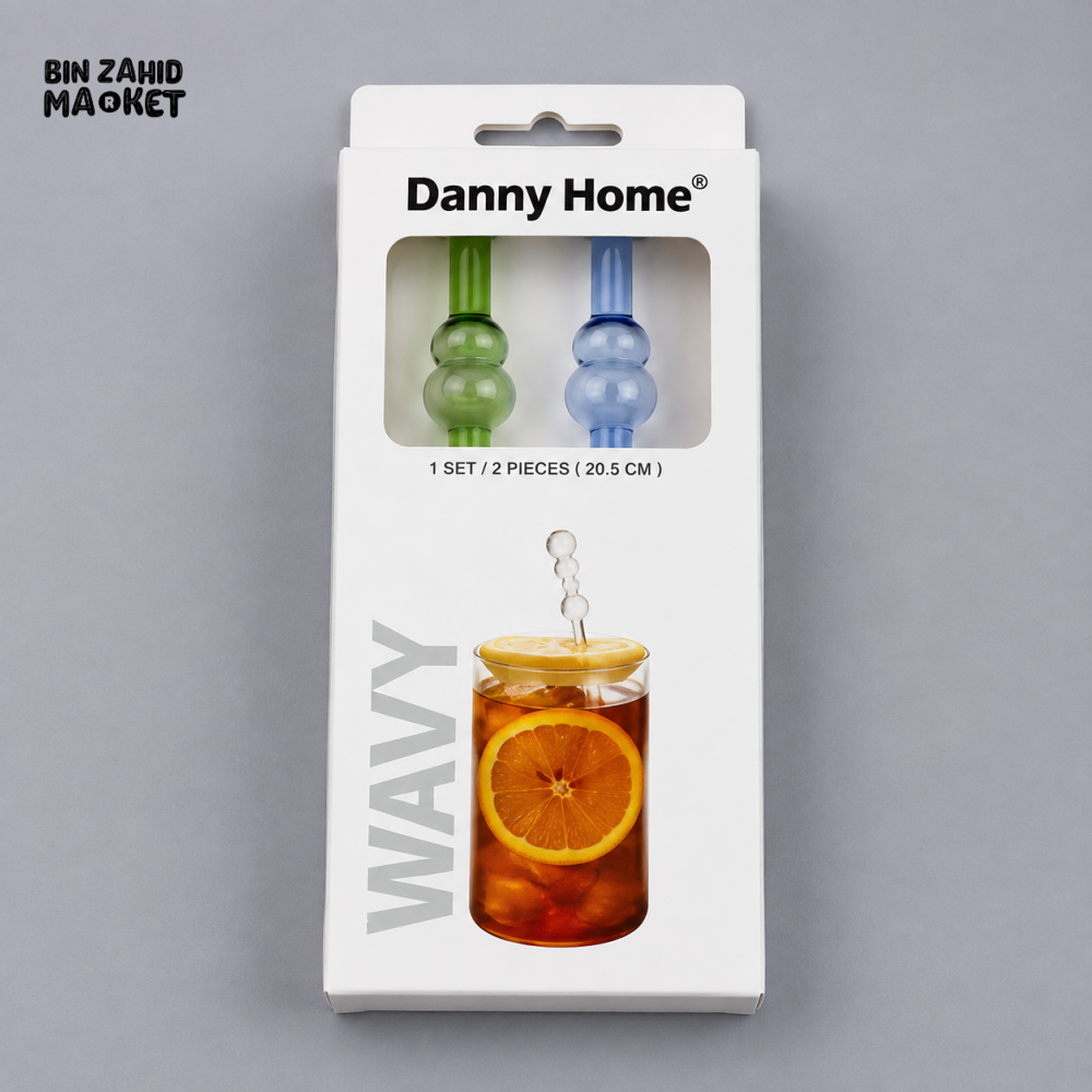 DANNY HOME 2-PIECE DECORATIVE GLASS DRINK STIRRER SET - 3 PIECE SET