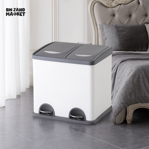 DANNY HOME DOUBLE COMPARTMENT PEDAL BIN 16 LITRE WHITE LJT07 16 2